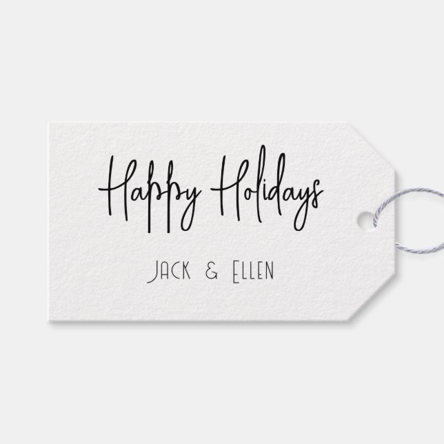 Contemporary White Christmas Gift Tags (Front (Horizontal))