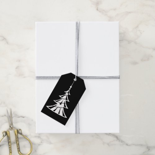 Contemporary White Christmas Tree on Black  Gift T