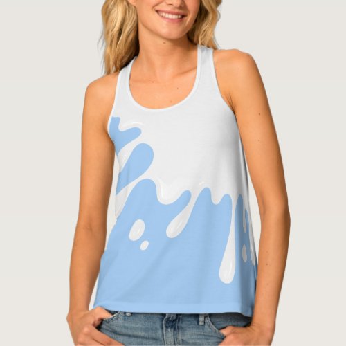 Contemporary White Paint Splash on Baby Blue Tank Top