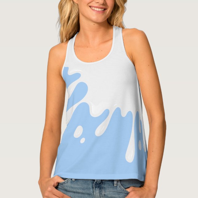 Contemporary White Paint Splash on Baby Blue Tank Top (Front)