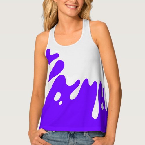 Contemporary White Paint Splash on Electric Indigo Tank Top