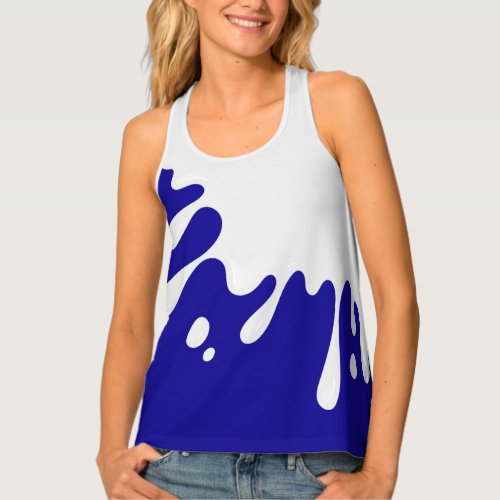 Contemporary White Paint Splash Ultramarine Blue Tank Top