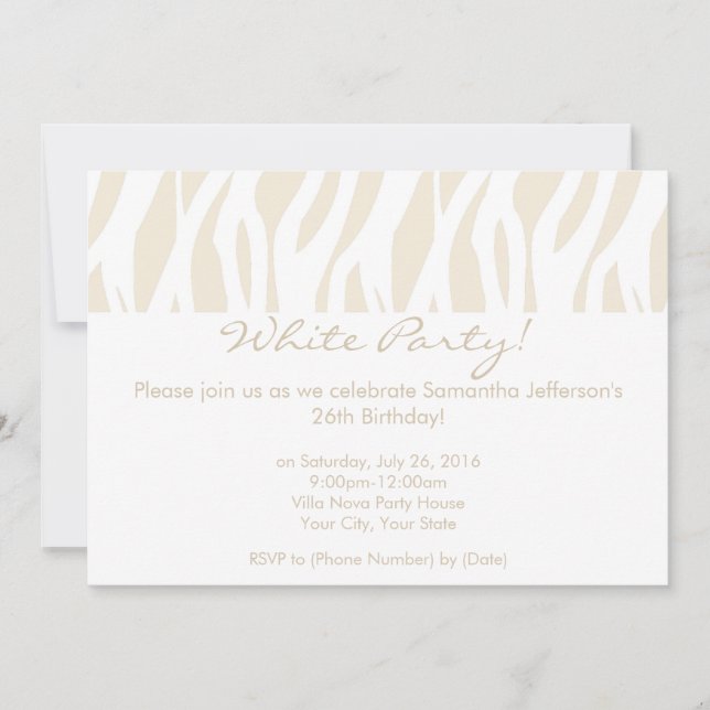 Contemporary White Party Invitations (Front)