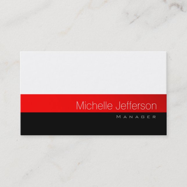 Contemporary White Red Black Gray Business Card (Front)