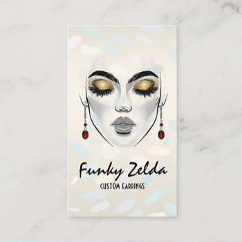 Contemporary Woman's Face Earring Card by SharonCullars at Zazzle