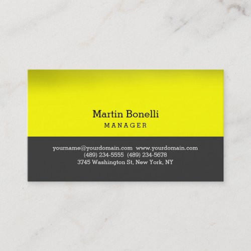 Contemporary Yellow Grey Manager Business Card
