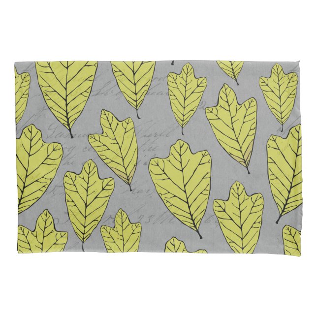 Contemporary Yellow Oak Leaves Pattern Collage Pillow Case (Front)