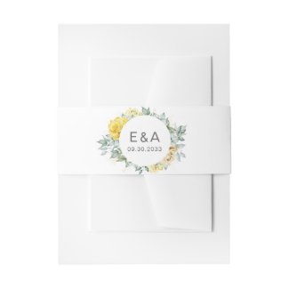 Contemporary yellow roses watercolor wedding