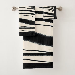 Contemporary Zebra Print With Black Border Bath Towel Set