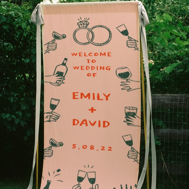 ContemporaryHandwriting Retro Wedding  Retractable Banner (Creator Uploaded)