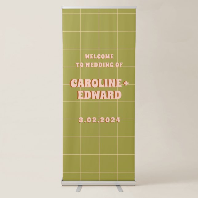 ContemporaryHandwriting Retro Wedding  Retractable Banner (Front)