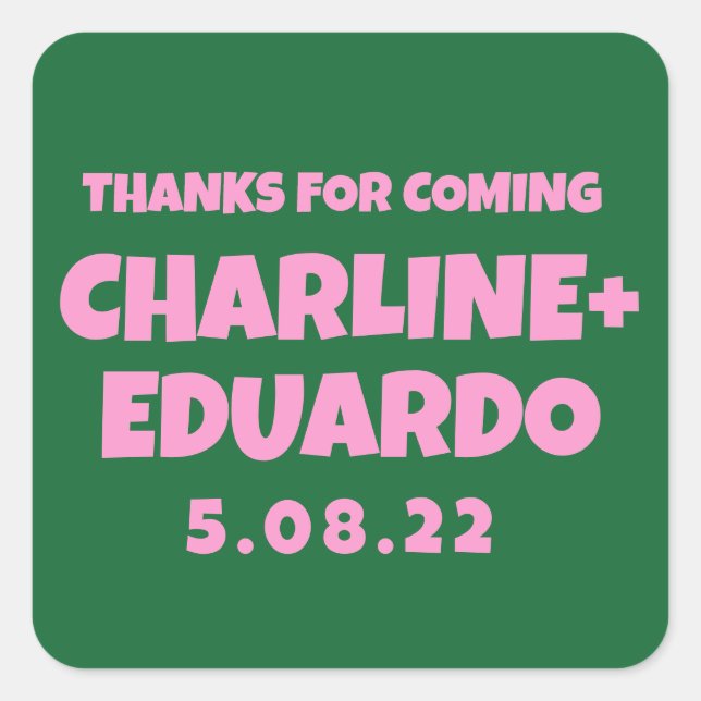 ContemporaryHandwriting Retro Wedding Welcome Sign Square Sticker (Front)