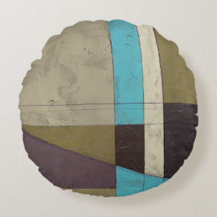 Contemporay Minimalist Painting with Deep Color Round Pillow