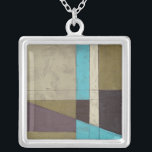 Contemporay Minimalist Painting with Deep Color Silver Plated Necklace<br><div class="desc">What do you get when you mix a minimalist verve with deep,  rich color? You get this wonderfully contemporary Jennifer Goldberger painting. Plum,  light blue and grey mix together to bring this piece to life. Buy your copy today!</div>