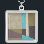 Contemporay Minimalist Painting with Deep Color Silver Plated Necklace<br><div class="desc">What do you get when you mix a minimalist verve with deep,  rich color? You get this wonderfully contemporary Jennifer Goldberger painting. Plum,  light blue and grey mix together to bring this piece to life. Buy your copy today!</div>