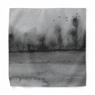 contempory abstract arty design black and white bandana