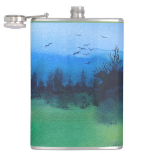 contempory abstract design of colorful landscape flask
