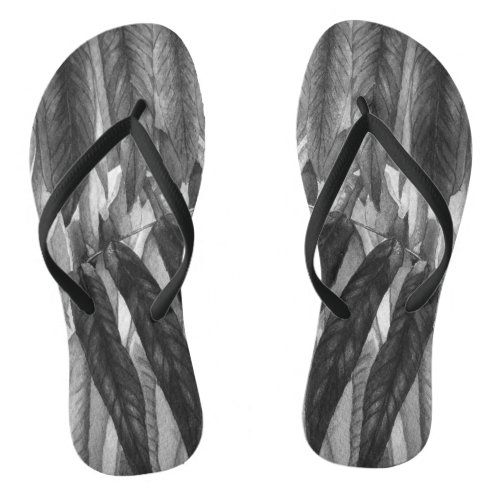 contempory black and white leafs unusual flip flops