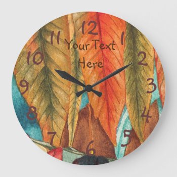Contempory Colorful Tree With Autumn Leafs Large Clock by artoriginals at Zazzle
