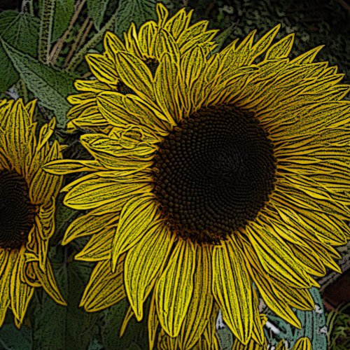 contempory design large yellow sun flowers pouf