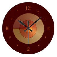 Contempory  Red/Brown with Centre of Gold Salmon Large Clock