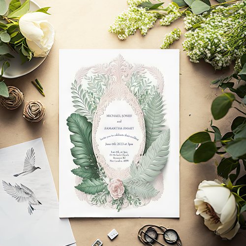 Contemprary Stylish Green Elegant Floral Wedding Invitation