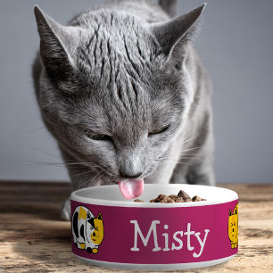 Content Calico and Tabby Cats Customizable Bowl