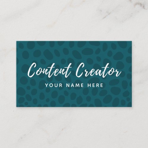Content Creator Animalistic Spots Sea Color Teal Business Card