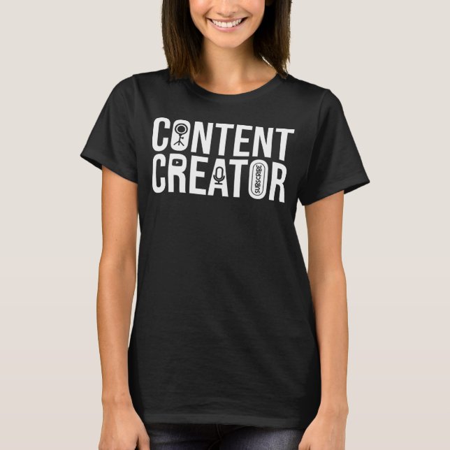 Content Creator blogger vlogger influencer minimal T-Shirt (Front)