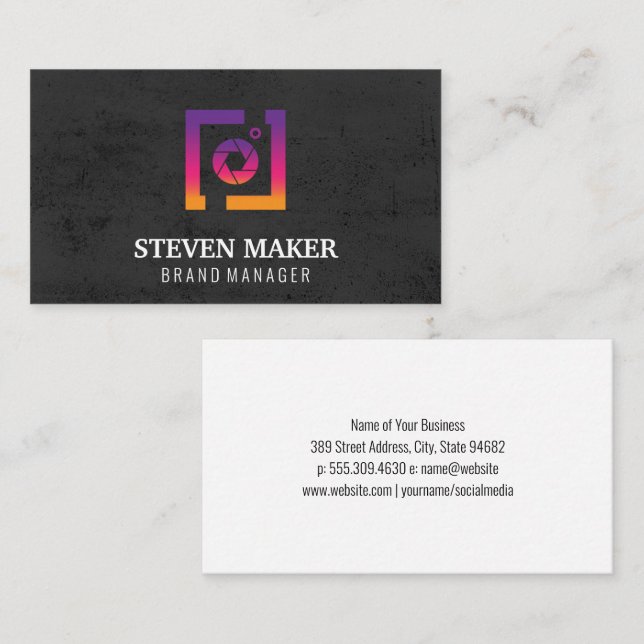Content Creator Icon | Camera Shutter Business Card (Front/Back)