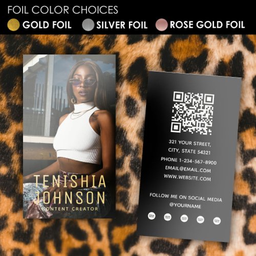 Content Creator Influencer Photo Real Gold Foil Business Cards