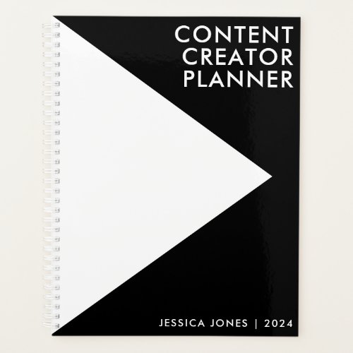 Content Creator Simple Black White Youtuber Planner