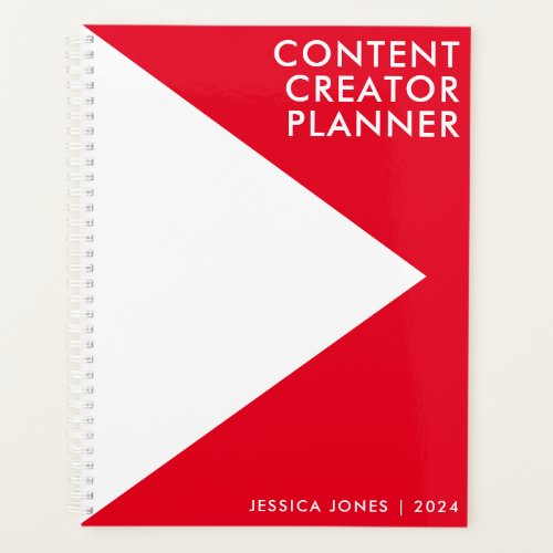 Content Creator Simple Red White Youtuber Planner