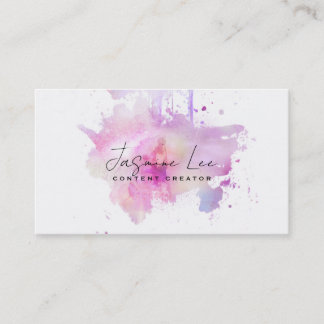 content creator watercolor purple business card