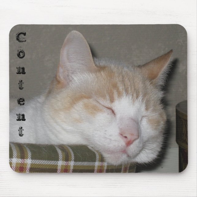 "Content"  Sleeping Cat Mouse Pad (Front)