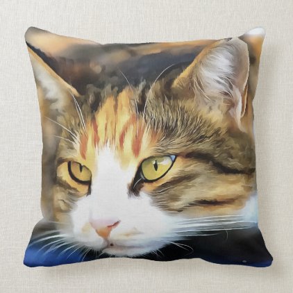 Contented Cat Throw Pillow