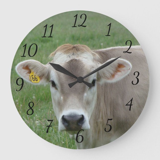 Contented Jersey Cow Large Clock (Front)