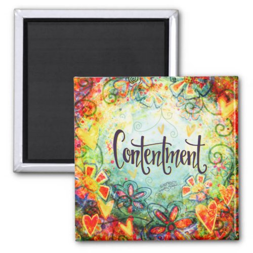 Contentment Floral  Inspirivity ONE WORD Trendy Magnet