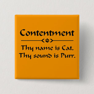 Contentment thy name is cat pinback button