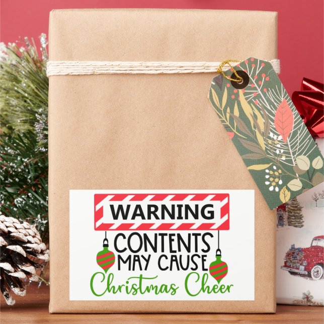 Contents May Cause Cheer Rectangular Sticker (Holiday)