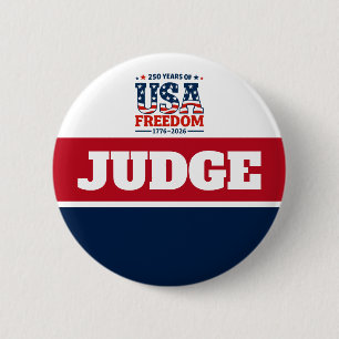 Contest Judge Badge Red White Blue Button