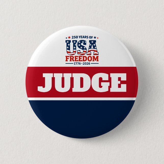 Contest Judge Badge Red White Blue Button (Front)
