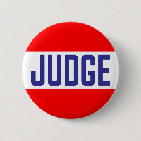 Contest Judge Badge Red White Blue Button