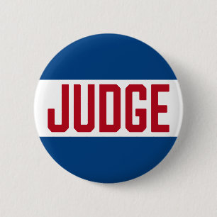 Contest Judge Badge Red White Blue Button