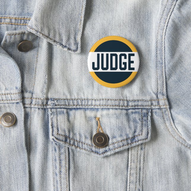 Contest Judge Badge Yellow Blue Button (In Situ)