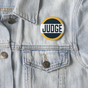 Contest Judge Badge Yellow Blue Button