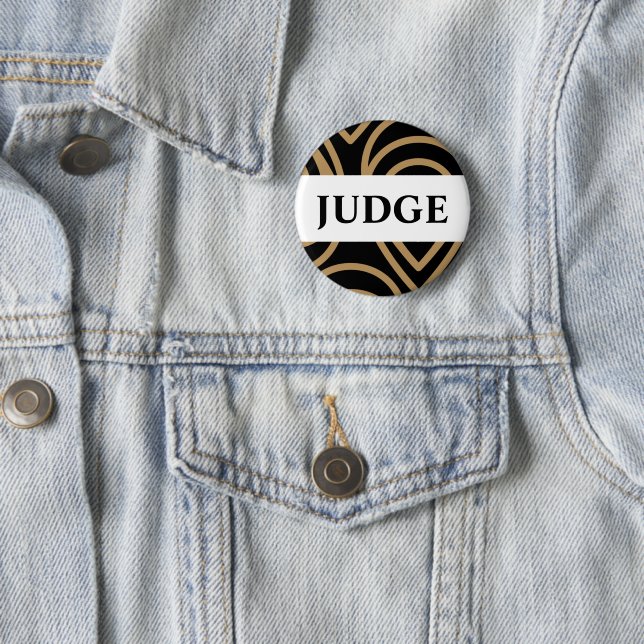 Contest Judge Modern Black Gold Badge Button (In Situ)
