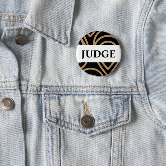 Contest Judge Modern Black Gold Badge Button | Zazzle.com