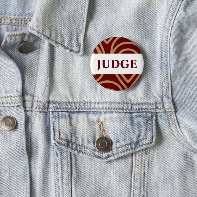 Contest Judge Modern Red Gold Badge Button (In Situ)
