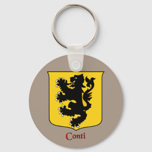 Conti Italian Surname Historical Shield Keychain